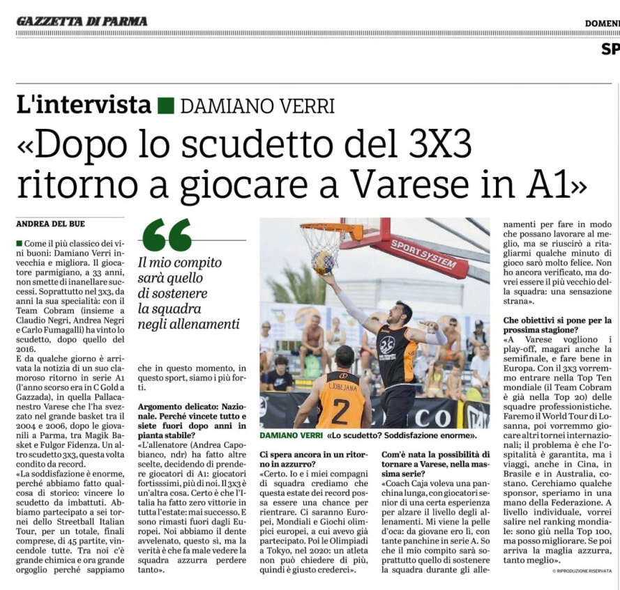 Verri Damiano WBSC All Stars nel 2018 giocherà a Varese in A1