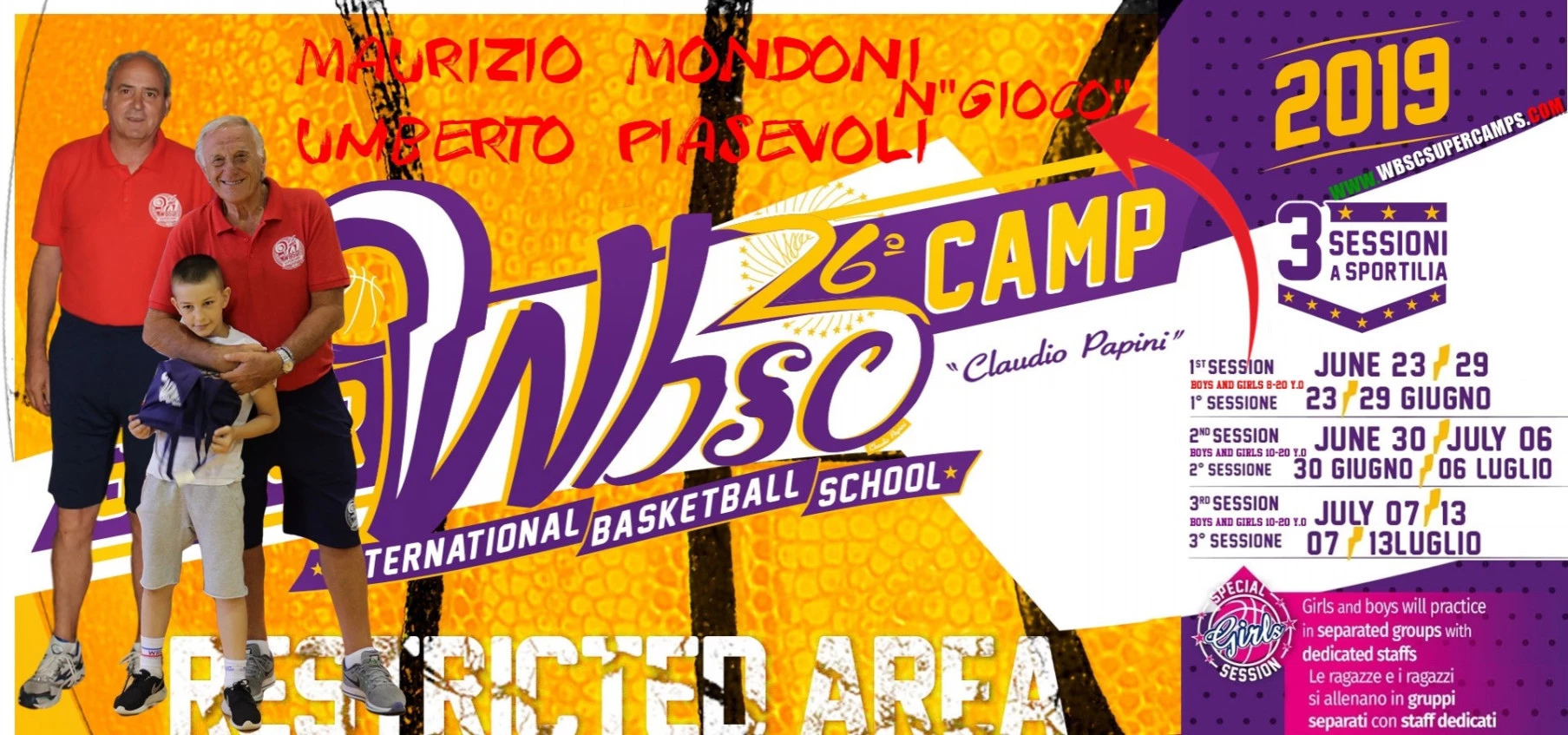 1st session of the 26° WBSC Supercamp Italy 2019 group Nit from the 8 a 11 years!!