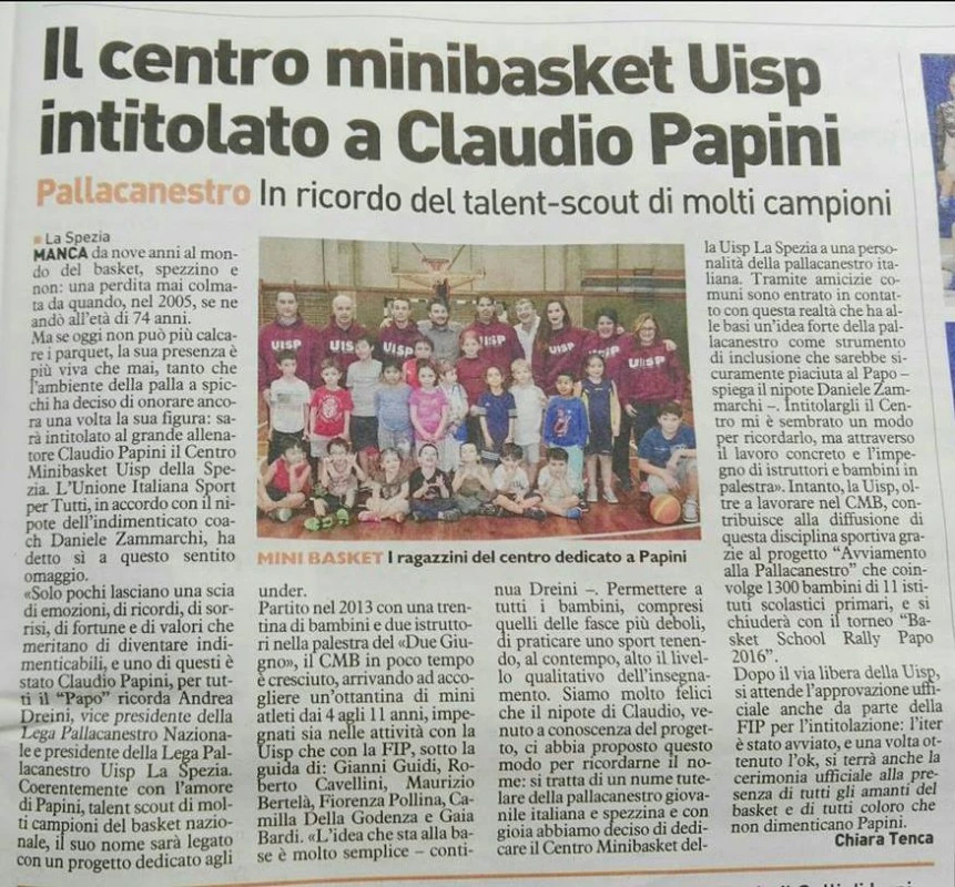 A La Spezia Centro Minibasket intitolato a "Claudio Papini"