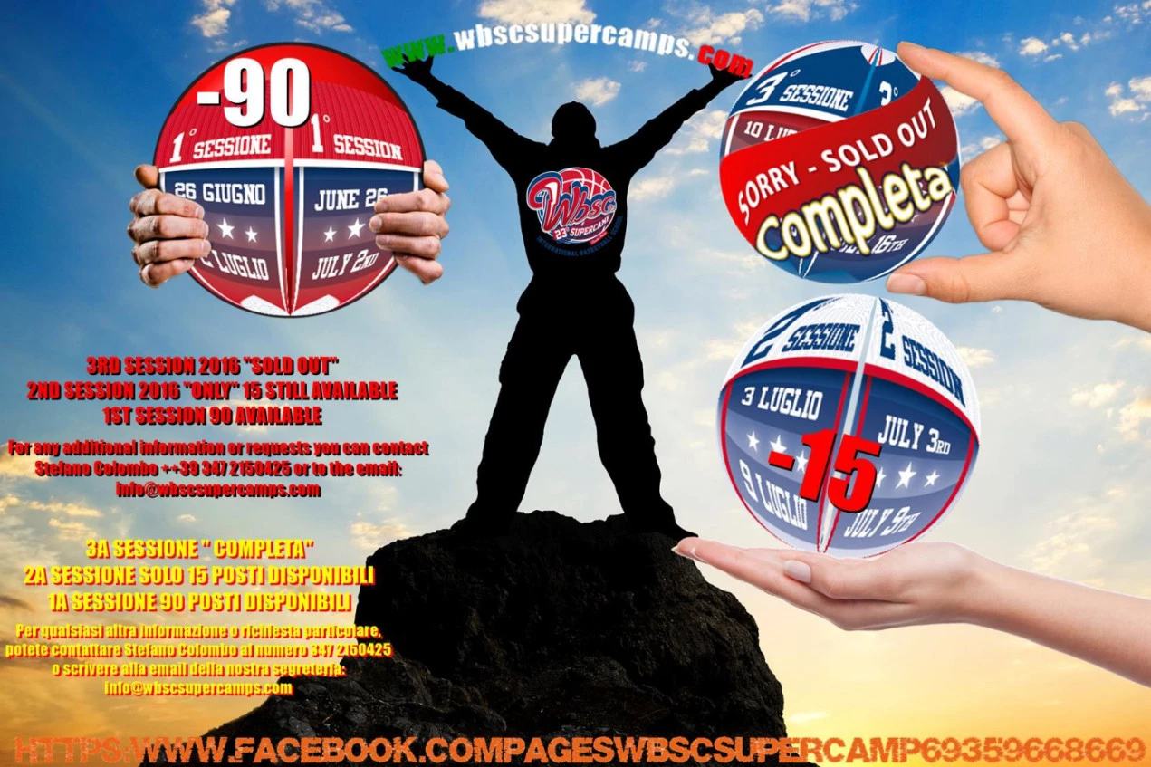 3° sessione completa, disponibili 15 posti nella 2° e 90 nella 1° per il 23° WBSC Supercamp!!!