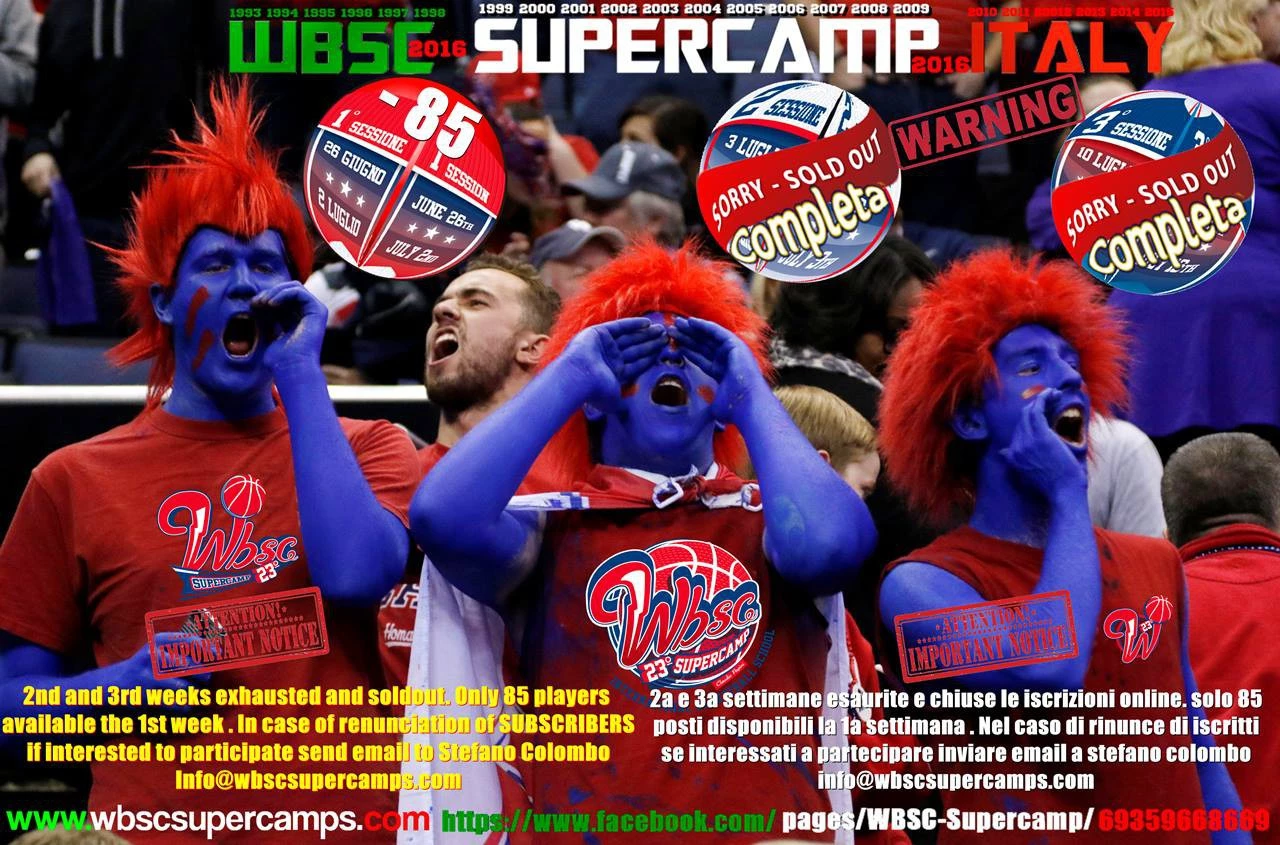 Sold out also the 2nd session of the 23° WBSC Supercamp!!